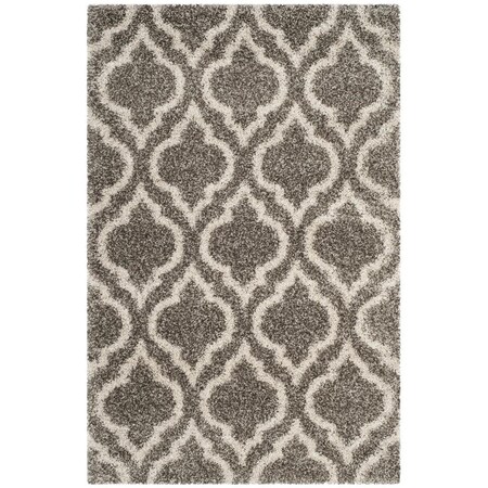 Safavieh 5 ft. 1 in. x 7 ft. 6 in. Hudson Shag Power Loomed Rug; Grey & Ivory - Medium Rectangle SGH284B-5